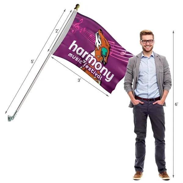 All in one kit with 2' x 3' polyester flag with... from ASI 80228 Quinn