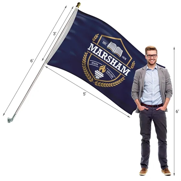 All in one kit with 3' x 5' polyester flag with... from ASI 80228 Quinn