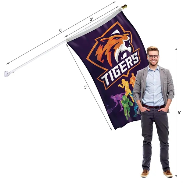 All in one kit with 3' x 5' polyester flag with... from ASI 80228 Quinn