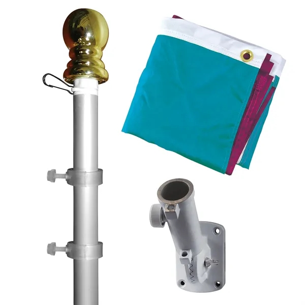 All in one kit with 3' x 5' polyester flag with... from ASI 80228 Quinn