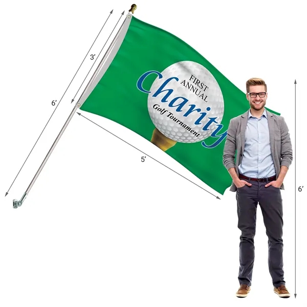 All in one kit with 3' x 5' polyester flag with... from ASI 80228 Quinn