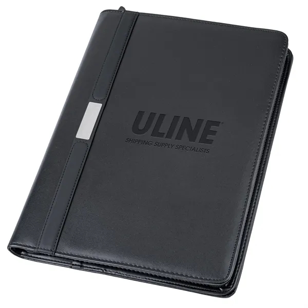 Professional simulated leather zip portfolio with writing pad.... from ASI 46755 Cosmo Promos