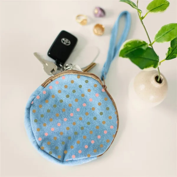 6" round natural, colored or denim canvas pouch with zipper closure... from ASI 74710 Numo