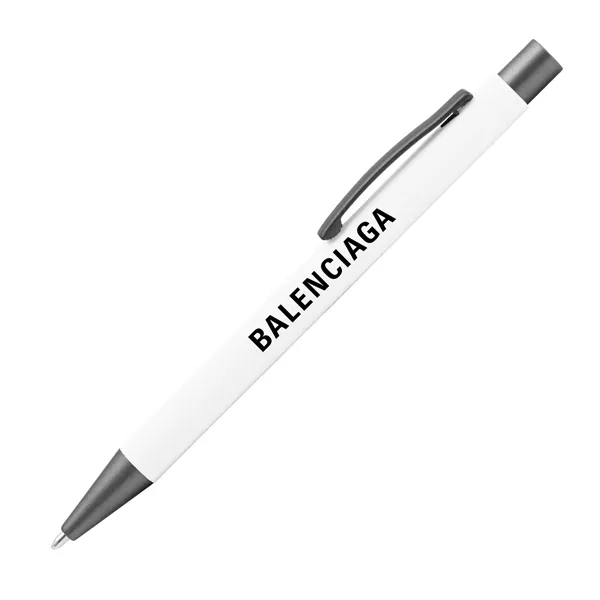 Aluminum click-action ballpoint pen with a bold color barrel, rubber finish,... from ASI 68190 Lungsal / Lungsal