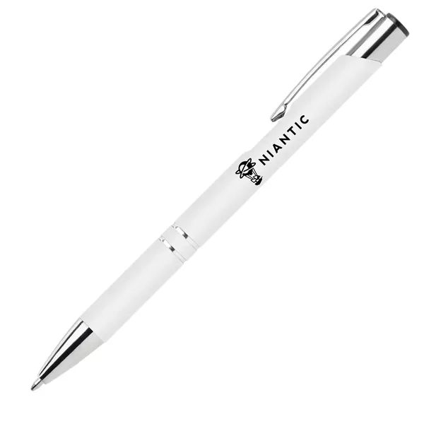 Aluminum click-action ballpoint pen with a bold color barrel, rubber finish... from ASI 68190 Lungsal / Lungsal