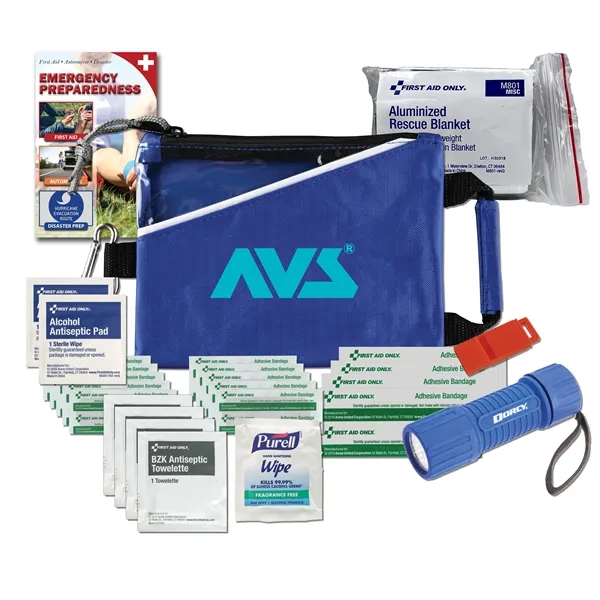 Disaster and first aid kit with a flashlight, emergency blanket, emergency... from ASI 84514 Safety Made