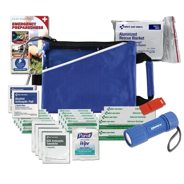 Disaster and first aid kit with a flashlight, emergency blanket, emergency... from ASI 84514 Safety Made