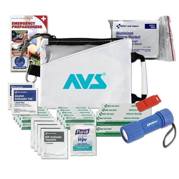 Disaster and first aid kit with a flashlight, emergency blanket, emergency... from ASI 84514 Safety Made