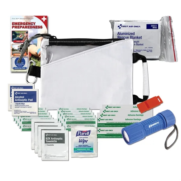 Disaster and first aid kit with a flashlight, emergency blanket, emergency... from ASI 84514 Safety Made