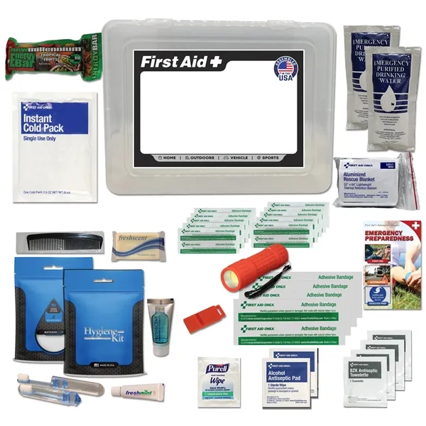 First aid kit with emergency food, water, blanket, and flashlight.... from ASI 84514 Safety Made