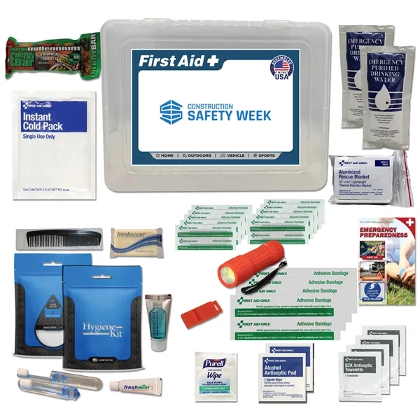 First aid kit with emergency food, water, blanket, and flashlight.... from ASI 84514 Safety Made