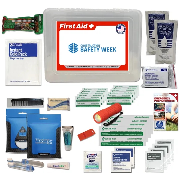 First aid kit with emergency food, water, blanket, and flashlight.... from ASI 84514 Safety Made