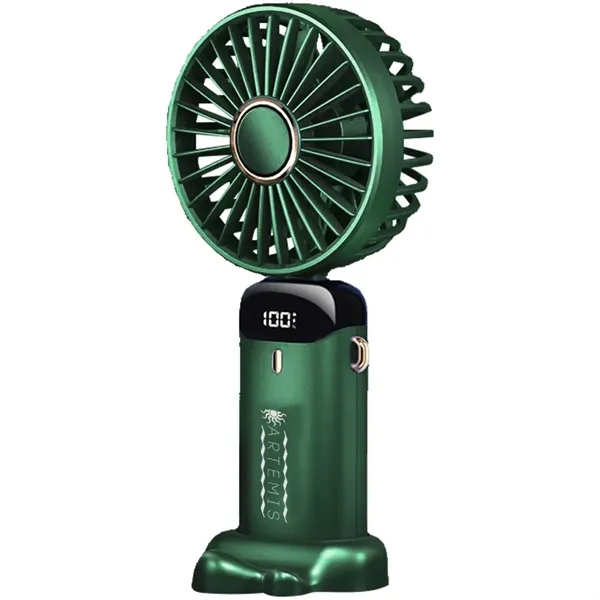 Rechargeable USB hand fan with digital display and foldable design.... from ASI 39552 BEL Promo