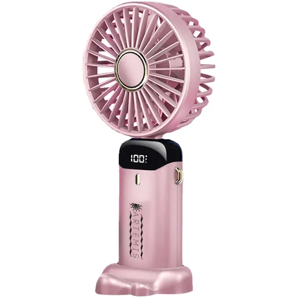 Rechargeable USB hand fan with digital display and foldable design.... from ASI 39552 BEL Promo