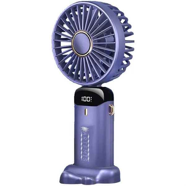 Rechargeable USB hand fan with digital display and foldable design.... from ASI 39552 BEL Promo