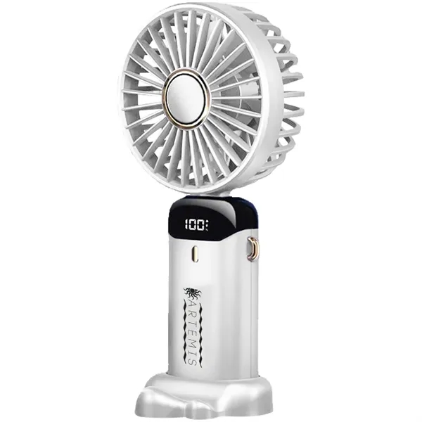 Rechargeable USB hand fan with digital display and foldable design.... from ASI 39552 BEL Promo