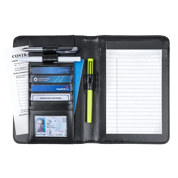 Professional junior padfolio made of simulated leather with organizer for cards.... from ASI 46755 Cosmo Promos