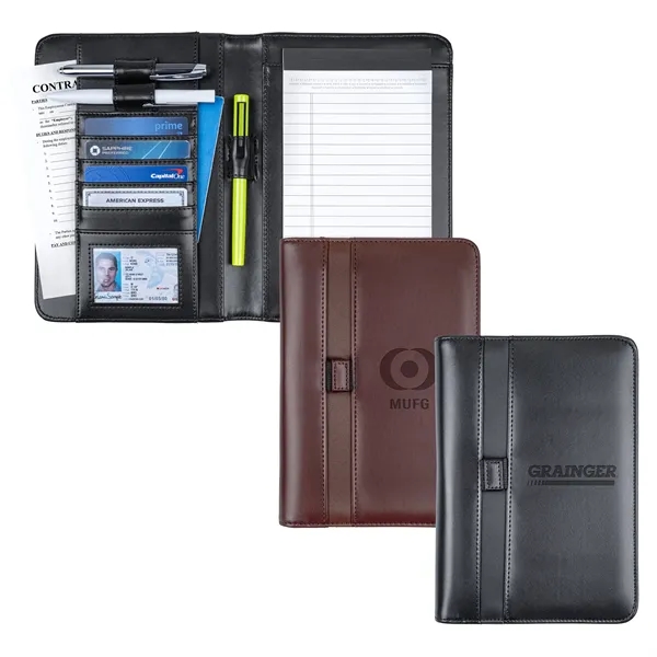 Professional junior padfolio made of simulated leather with organizer for cards.... from ASI 46755 Cosmo Promos