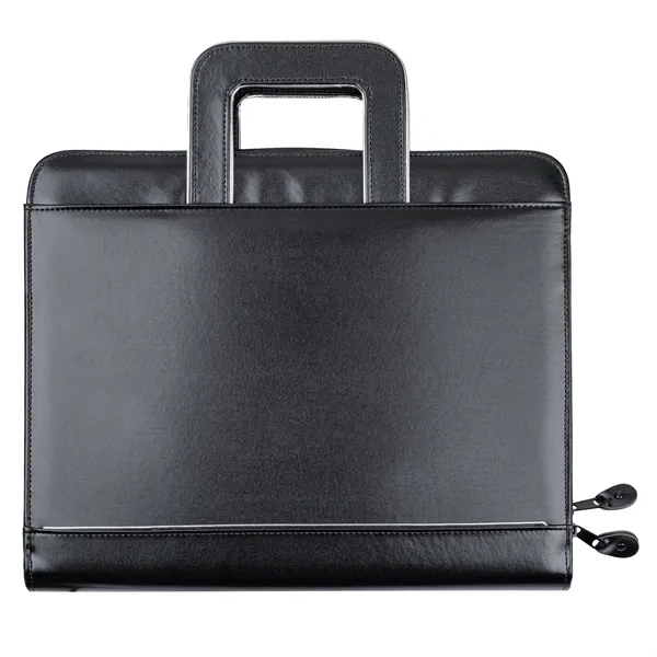 Black simulated leather portfolio with handle and interior organizer.... from ASI 46755 Cosmo Promos