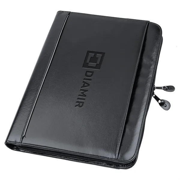 Black simulated leather portfolio with handle and interior organizer.... from ASI 46755 Cosmo Promos