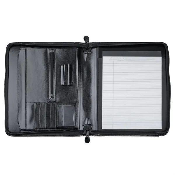 Black simulated leather portfolio with handle and interior organizer.... from ASI 46755 Cosmo Promos
