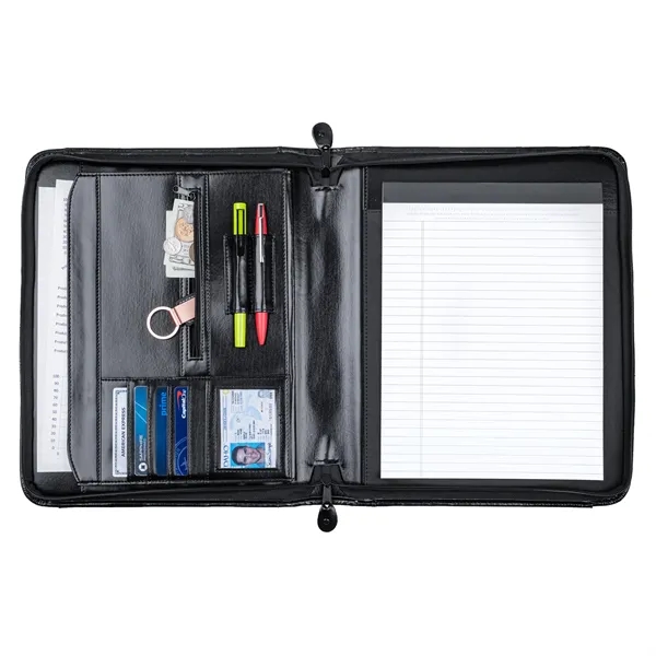 Black simulated leather portfolio with handle and interior organizer.... from ASI 46755 Cosmo Promos