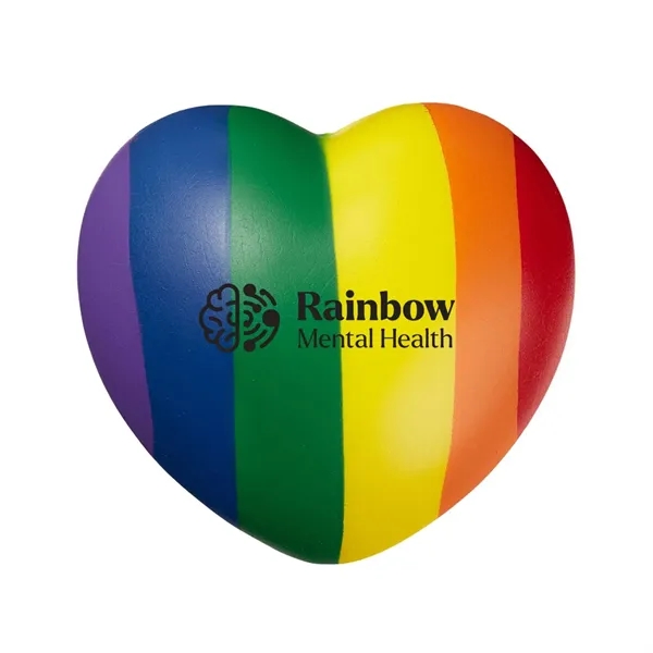 2.8" heart shaped stress reliever with rainbow colors.... from ASI 63549 Jornik Manufacturing Corp