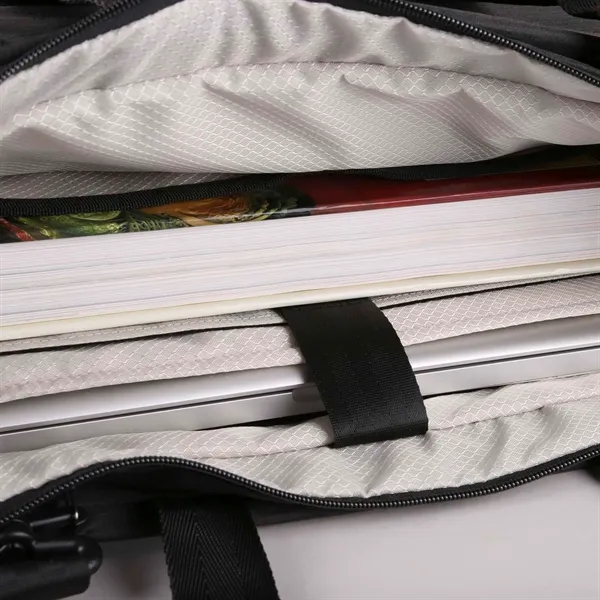 Spacious carry-all with a 16" laptop sleeve, multiple pockets, removable strap,... from ASI 61966 HPG / OrigAudio