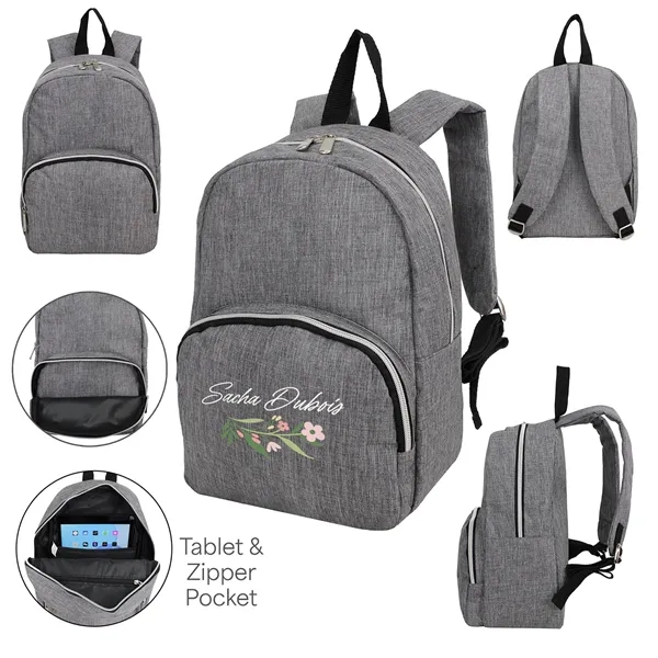 9"W x 13"H x 5"H Mini Heather Gray Backpack with front... from ASI 37980 Bagworld