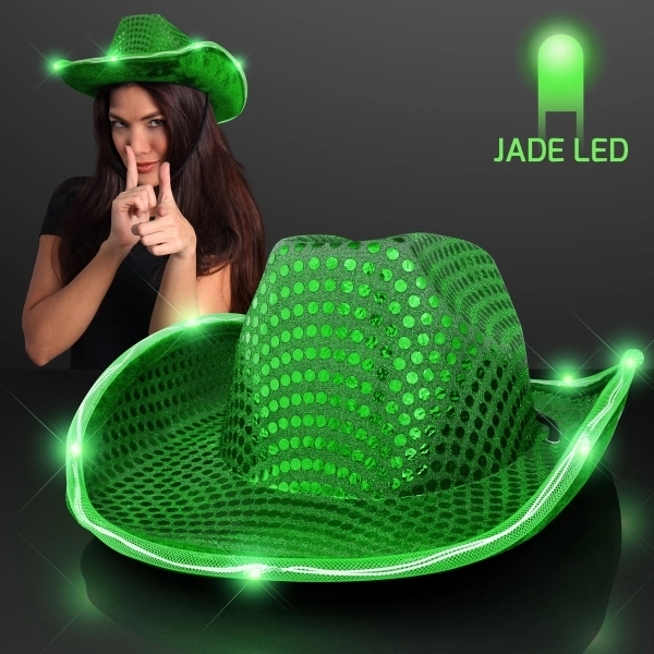 Blank or imprinted. Sequin Cowboy Hat with LED Brim.... from ASI 34194 ALightPromos / Alight Promotional Products