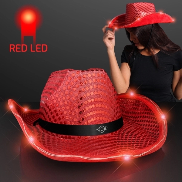 Blank or imprinted. Sequin Cowboy Hat with LED Brim.... from ASI 34194 ALightPromos / Alight Promotional Products