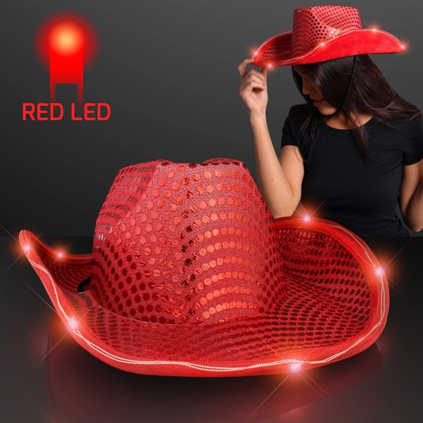 Blank or imprinted. Sequin Cowboy Hat with LED Brim.... from ASI 34194 ALightPromos / Alight Promotional Products