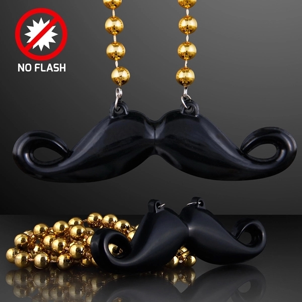 Blank or imprinted. Beaded lanyard necklace with hipster mustache pendant.... from ASI 34194 ALightPromos / Alight Promotional Products