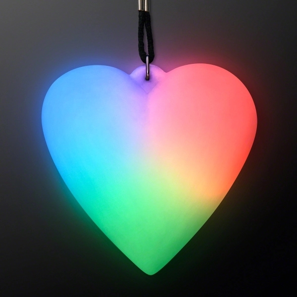 Blank or imprinted LED Deco Heart Necklace on Black String Lanyard.... from ASI 34194 ALightPromos / Alight Promotional Products