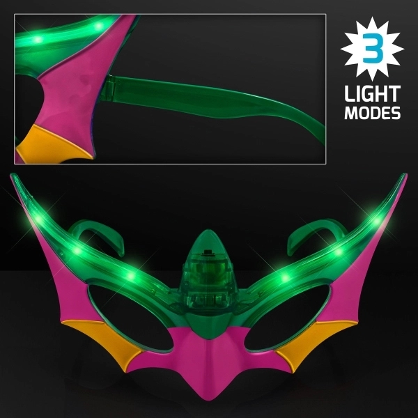 Blank or imprinted. Purple, Green & Gold Mardi Gras Mask LED... from ASI 34194 ALightPromos / Alight Promotional Products