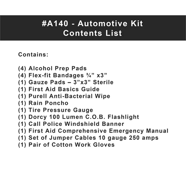 Automotive kit with a reference guide and customizable bag.... from ASI 84514 Safety Made