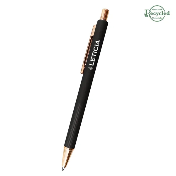 5.5" aluminum Harlow plunger-action pen with rose gold accents and pocket... from ASI 61125 Hit Promotional Products / Hit®