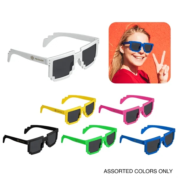 Robot sunglasses; pixelated sunglasses with unique design; 100% UVA & UVB... from ASI 52710 Lincoln Line