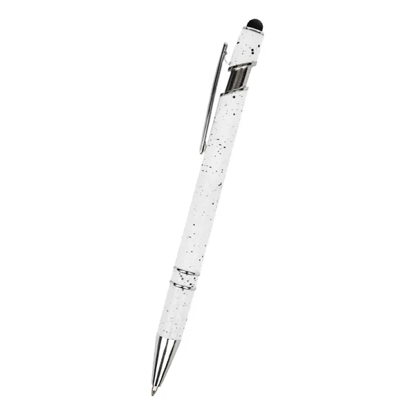 Plunger action pen with white flecked barrel, metal tip and clip... from ASI 61125 Hit Promotional Products / Hit®