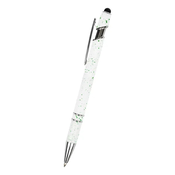Plunger action pen with white flecked barrel, metal tip and clip... from ASI 61125 Hit Promotional Products / Hit®