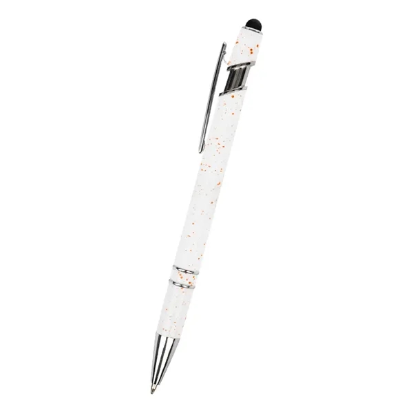 Plunger action pen with white flecked barrel, metal tip and clip... from ASI 61125 Hit Promotional Products / Hit®