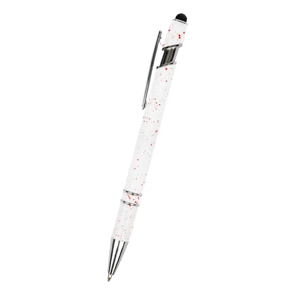 Plunger action pen with white flecked barrel, metal tip and clip... from ASI 61125 Hit Promotional Products / Hit®