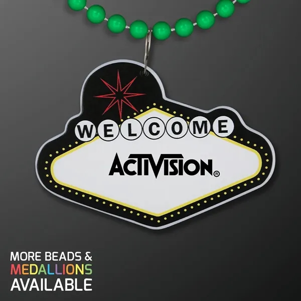 Imprinted Vegas Sign with Beaded Necklace; Imprinted Pricing... from ASI 34194 ALightPromos