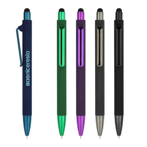 Pen with a plunger action design, stylus on top and low-viscosity... from ASI 61125 Hit Promotional Products / Hit®