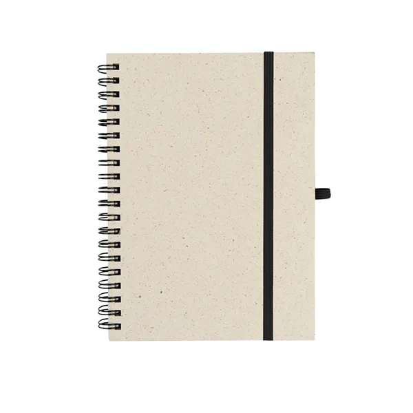 Spiral bound 70-page recycled paper notebook with elastic strap and pen... from ASI 61125 Hit Promotional Products / Hit®