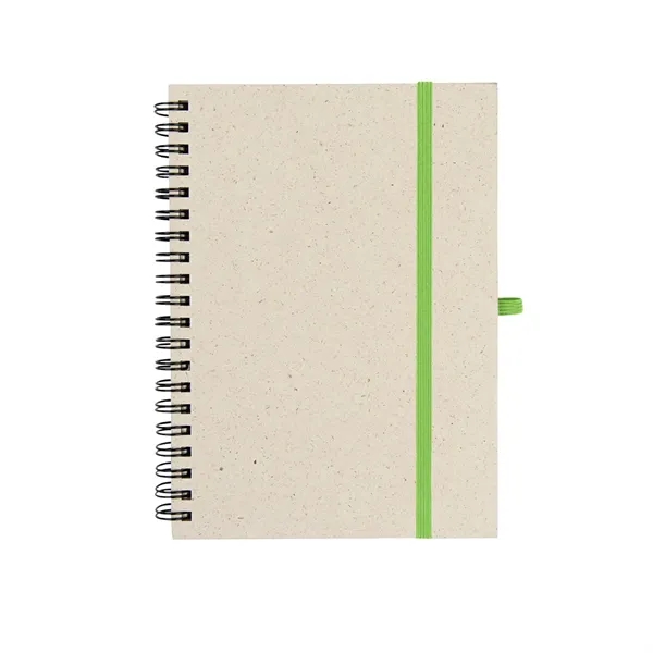 Spiral bound 70-page recycled paper notebook with elastic strap and pen... from ASI 61125 Hit Promotional Products / Hit®