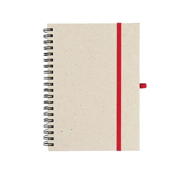 Spiral bound 70-page recycled paper notebook with elastic strap and pen... from ASI 61125 Hit Promotional Products / Hit®