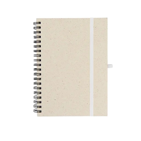 Spiral bound 70-page recycled paper notebook with elastic strap and pen... from ASI 61125 Hit Promotional Products / Hit®
