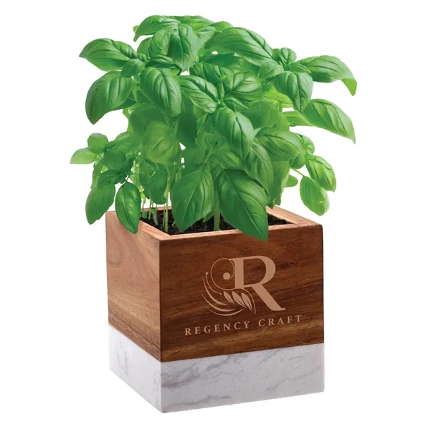 Acacia wood and marble planter set that is great for growing... from ASI 62190 Illini