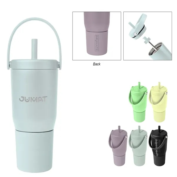 35 oz. powder-coated stainless steel tumbler with straw and carry handle.... from ASI 61125 Hit Promotional Products / Hit®